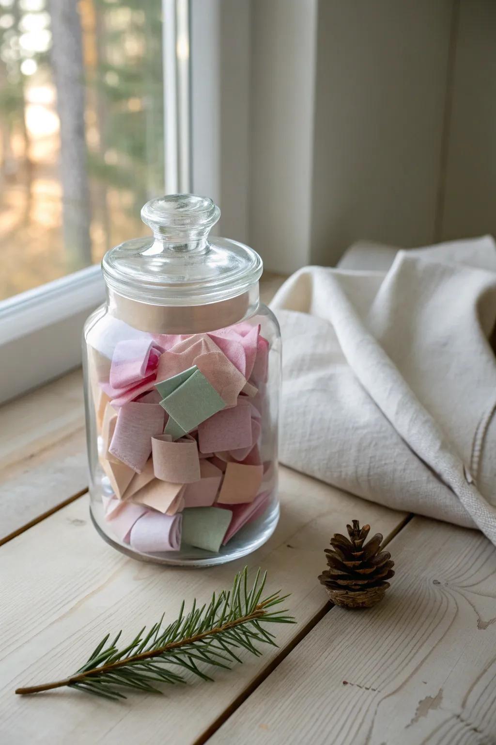 Seasonal whispers in a jar: Embrace the beauty of change with every inspiring note.