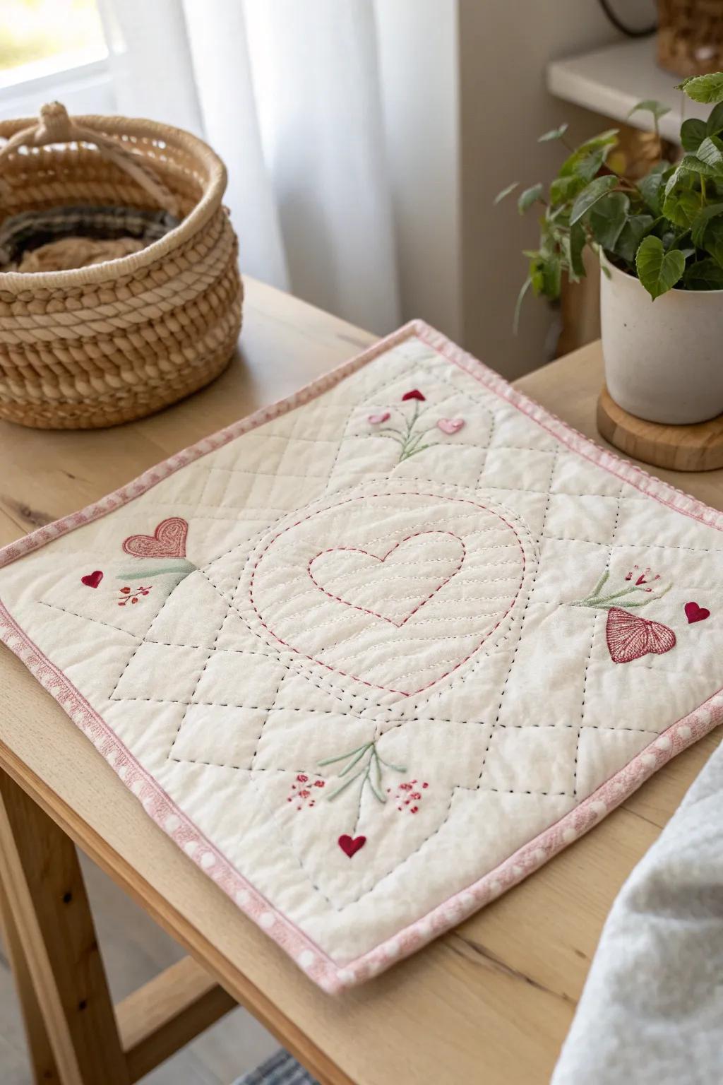 Embrace the art of embroidery: add a personal touch to your quilts with delicate accents that speak from the heart.