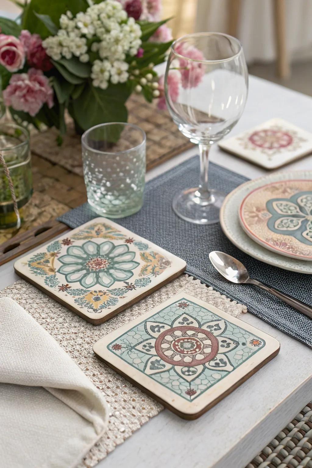 Customized coasters: a practical and stylish favor for guests.