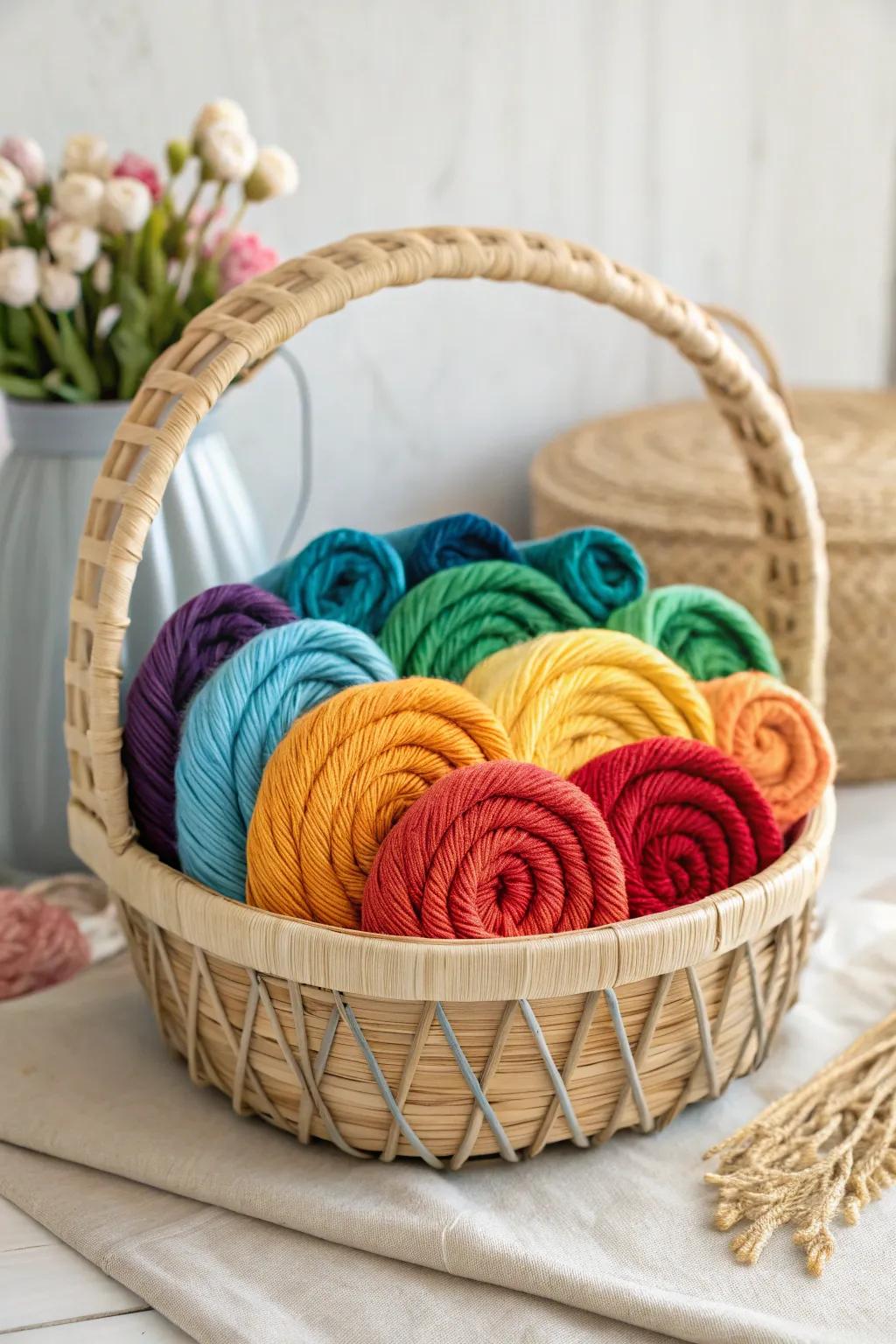 Unleash your creativity with a rainbow of possibilities 🌈✨ Craft your dreams with our DIY yarn basket!