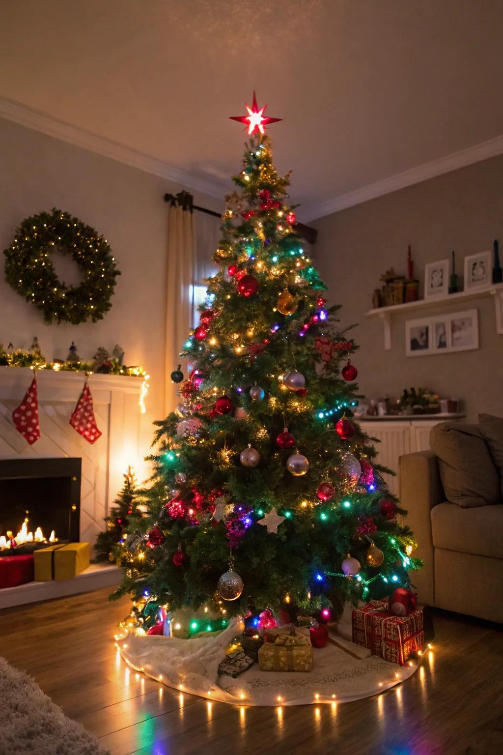 LED lights offer a vibrant and energy-efficient way to illuminate your tree.