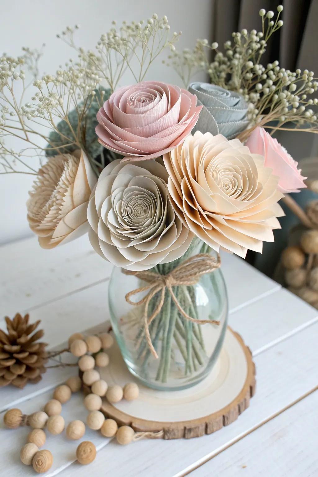 Embrace sustainable beauty with these exquisite paper blooms, the perfect blend of Scandinavian minimalism and boho charm.