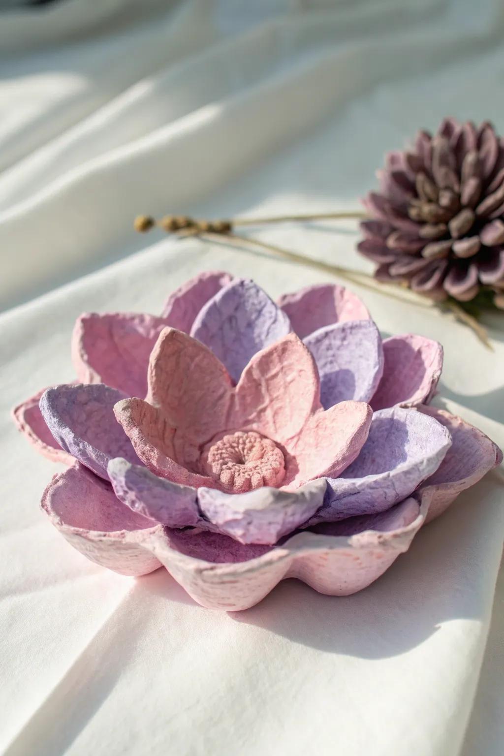 Transform everyday items into charming blooms with these recycled egg carton flowers, a perfect blend of simplicity and creativity.
