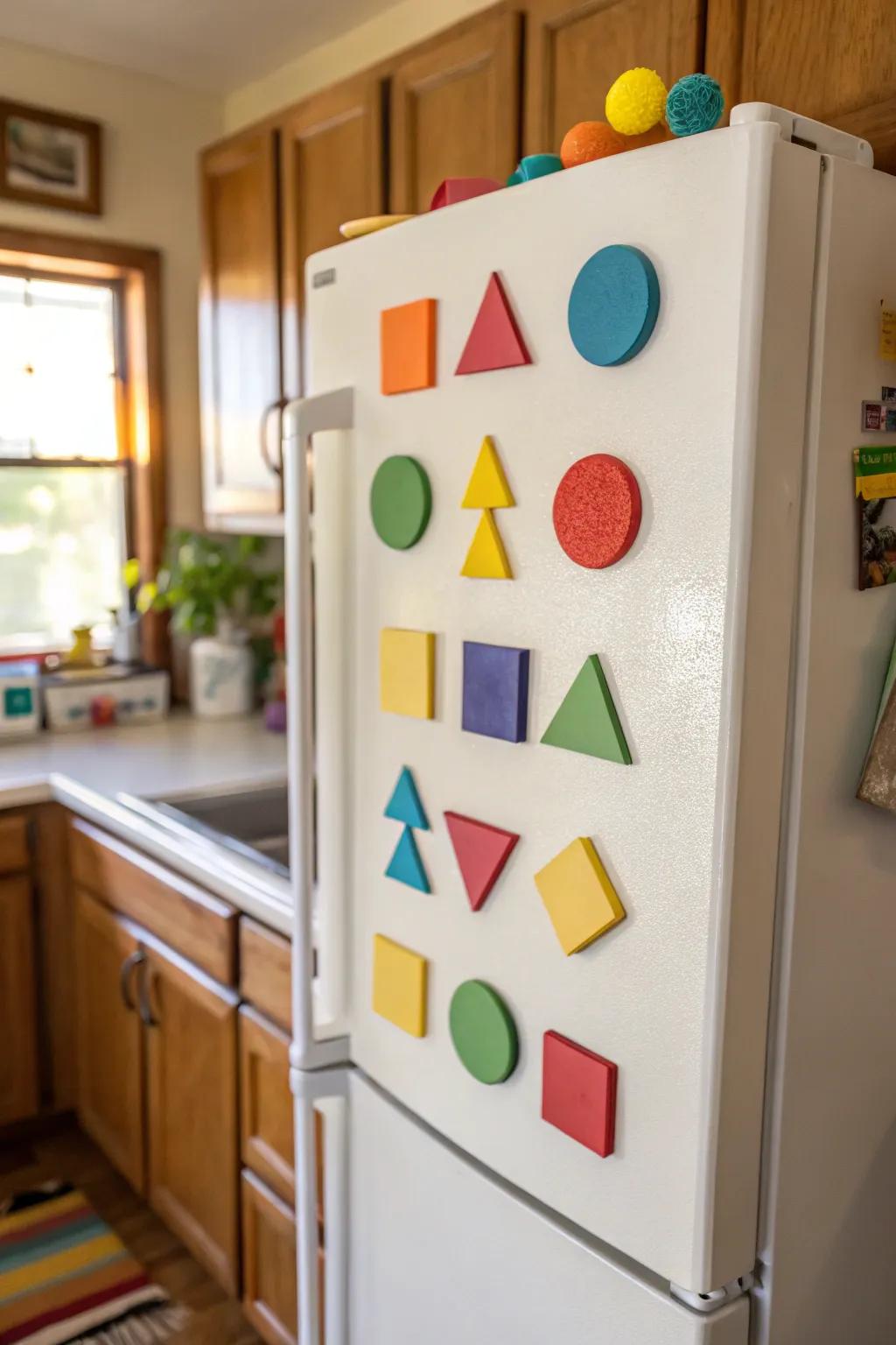 Geometric clay magnets add a modern touch to your decor.