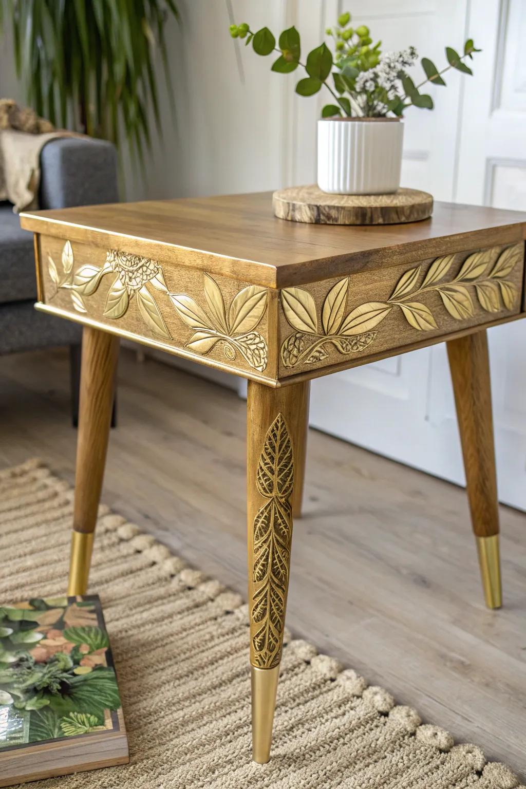 Transform your space with a touch of gold leaf magic on your end table!