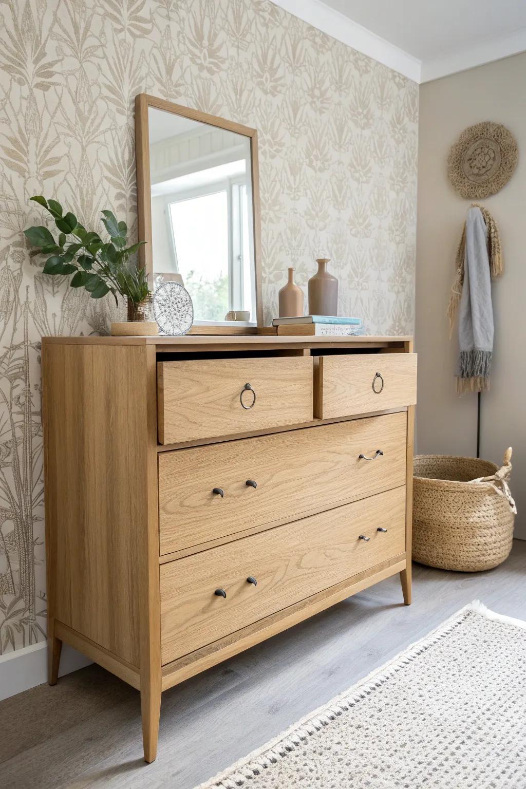 Discover the charm of hidden details with a touch of boho flair. #RefurbishedDresser #ScandiBohoStyle