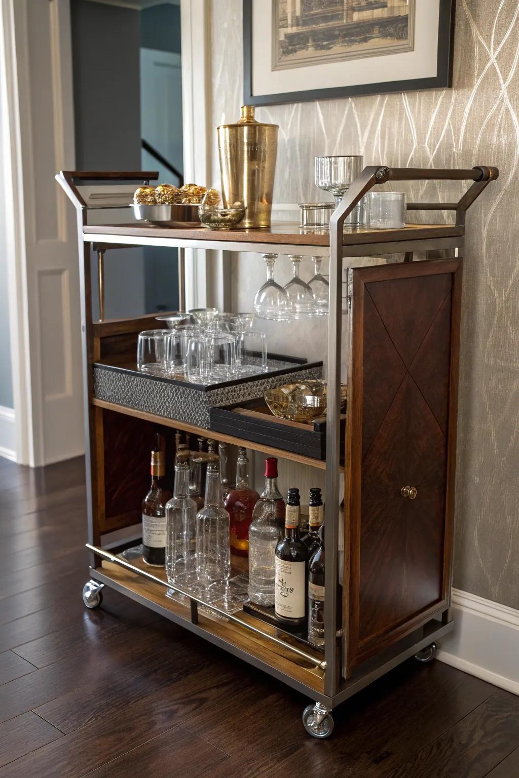 Transform your space with a bespoke bar cart crafted from a classic bifold door.