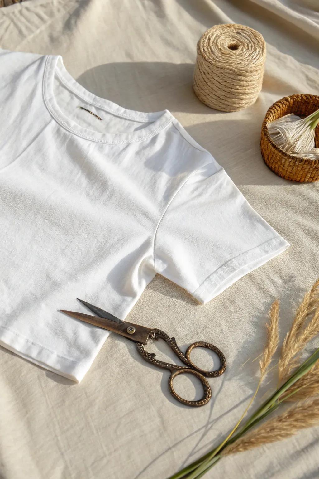 Transform your wardrobe: No-sew crop top magic with just a tee and scissors!