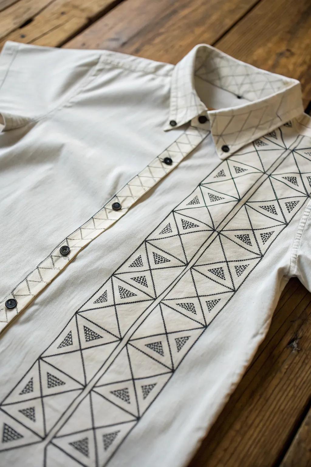 Transform your style with geometric flair: artful rips meet modern design.