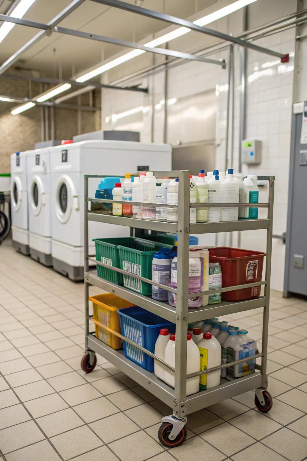 A laundry room assistant cart for streamlined chores.