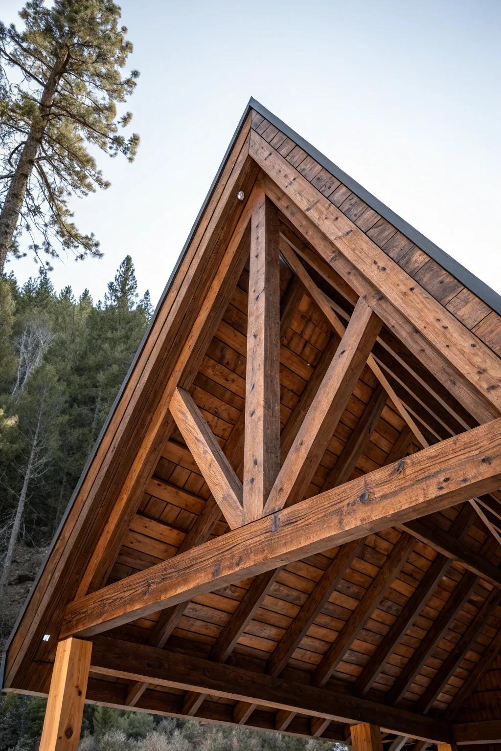 Embrace the charm of craftsmanship with this stunning A-frame roof design.