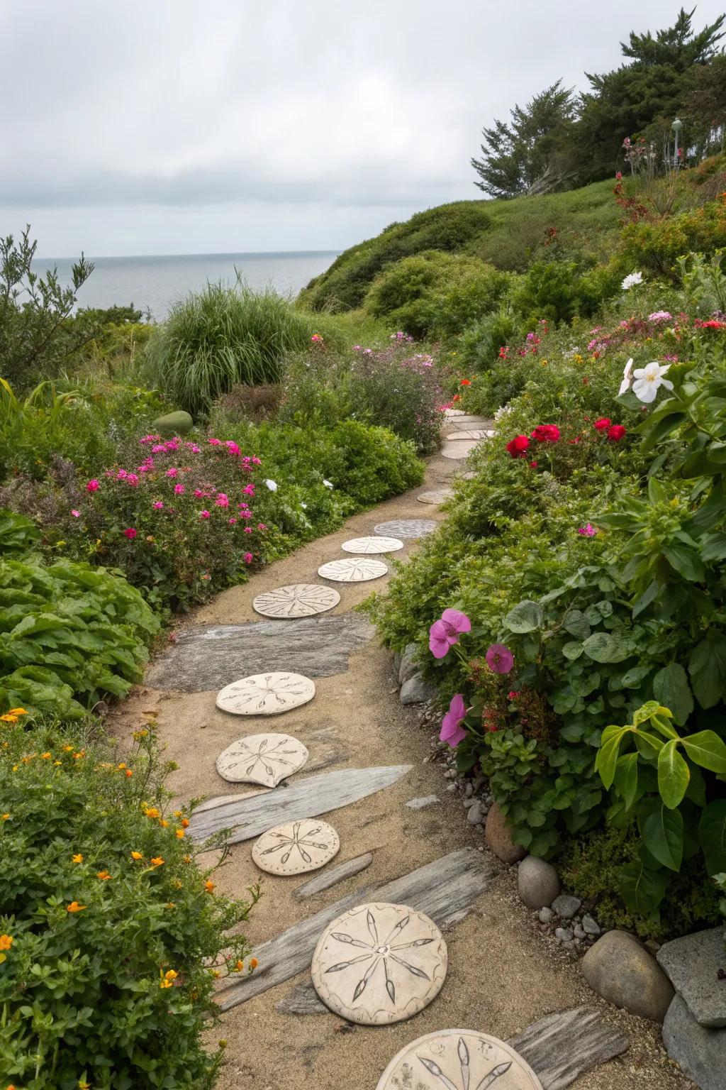 Enhance your garden with whimsical sand dollar accents.