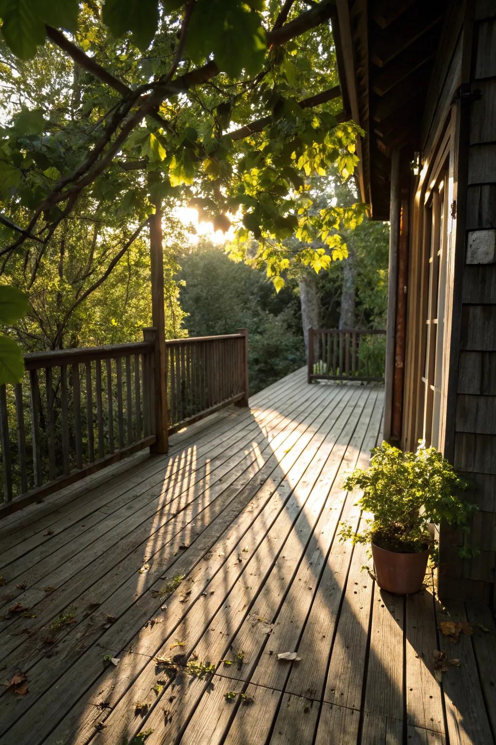 Timber slats provide charming shade and texture to your deck.