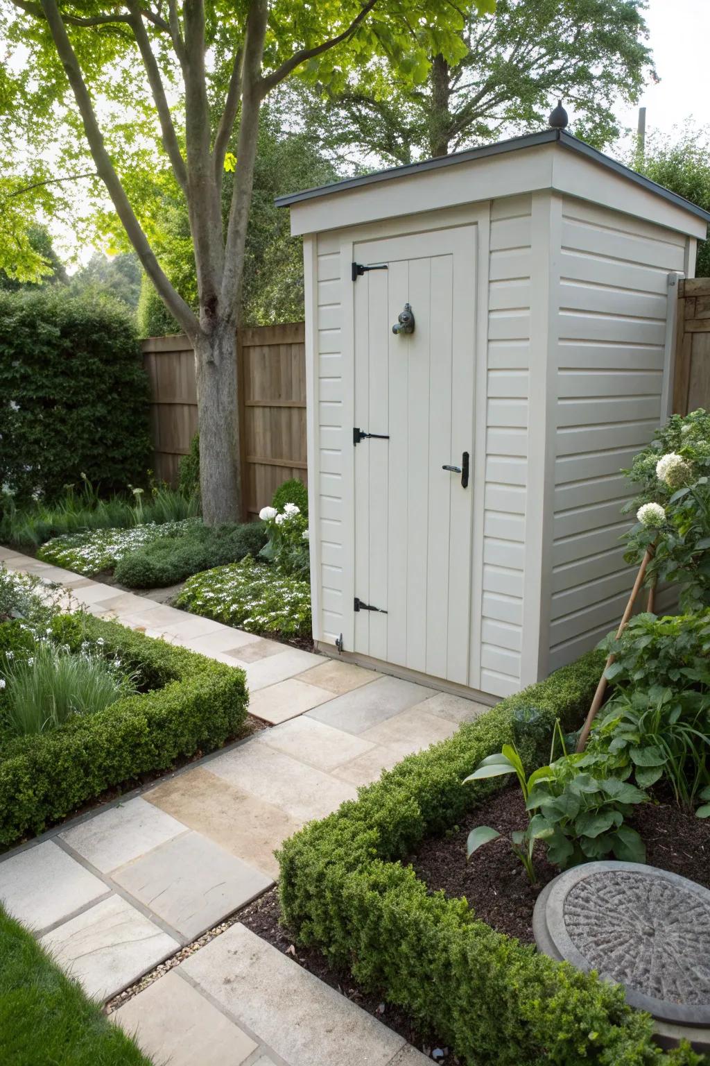 Minimalist lines provide a clean and modern look for this shed door.