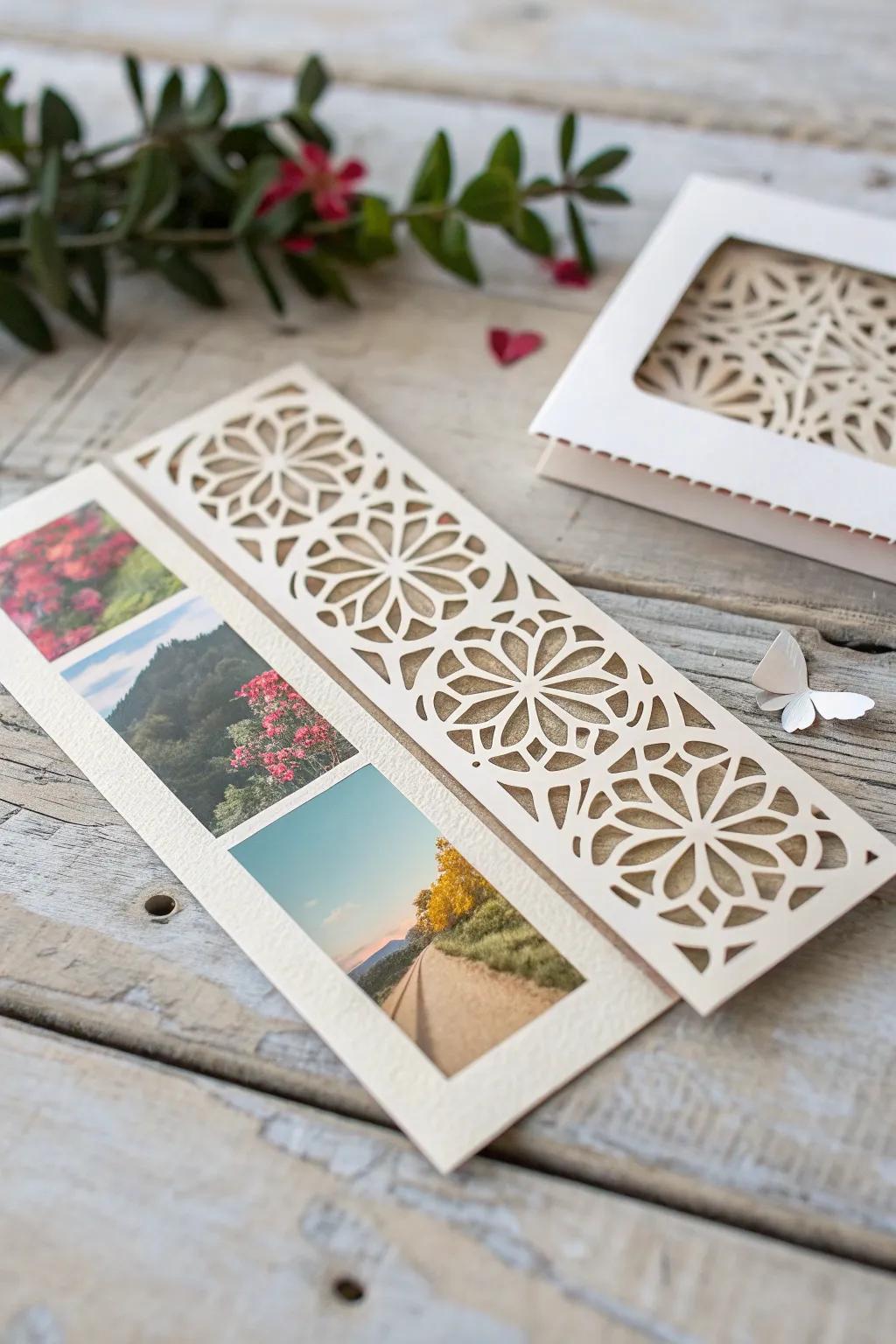 Discover the art of surprise with intricate cut-out slimline cards—where simplicity meets vibrant creativity.