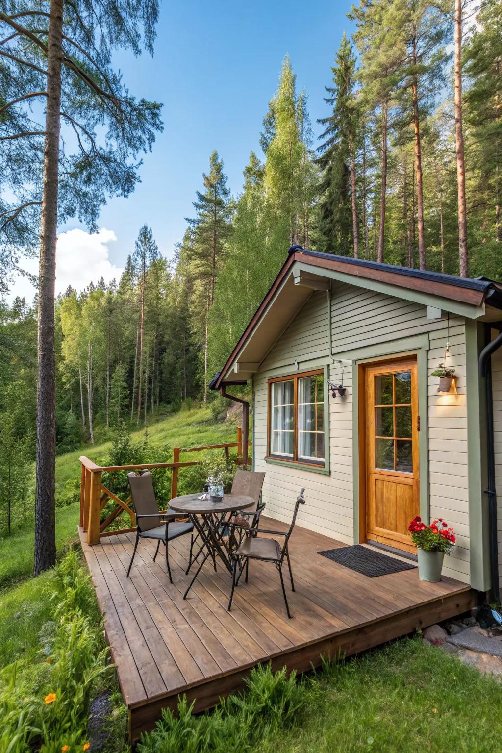 An outdoor living area extends the comfort of your cabin to the great outdoors.