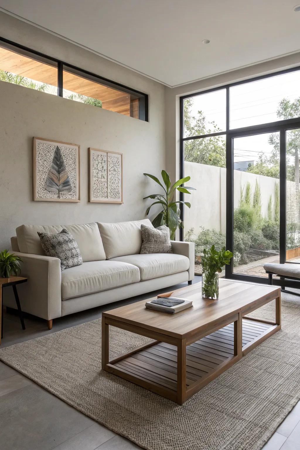 Low-profile furniture can make ceilings appear higher.