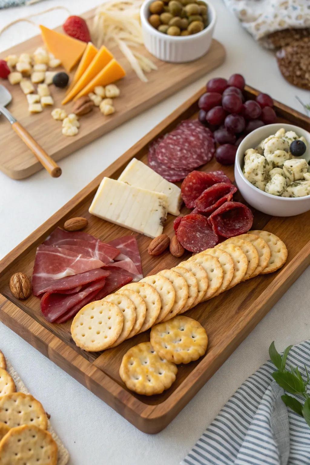 Enjoy a charcuterie experience on-the-go with this delicious snack box.