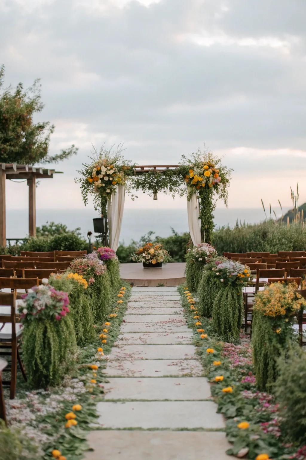 Nature-inspired decor creates an enchanting wedding atmosphere.