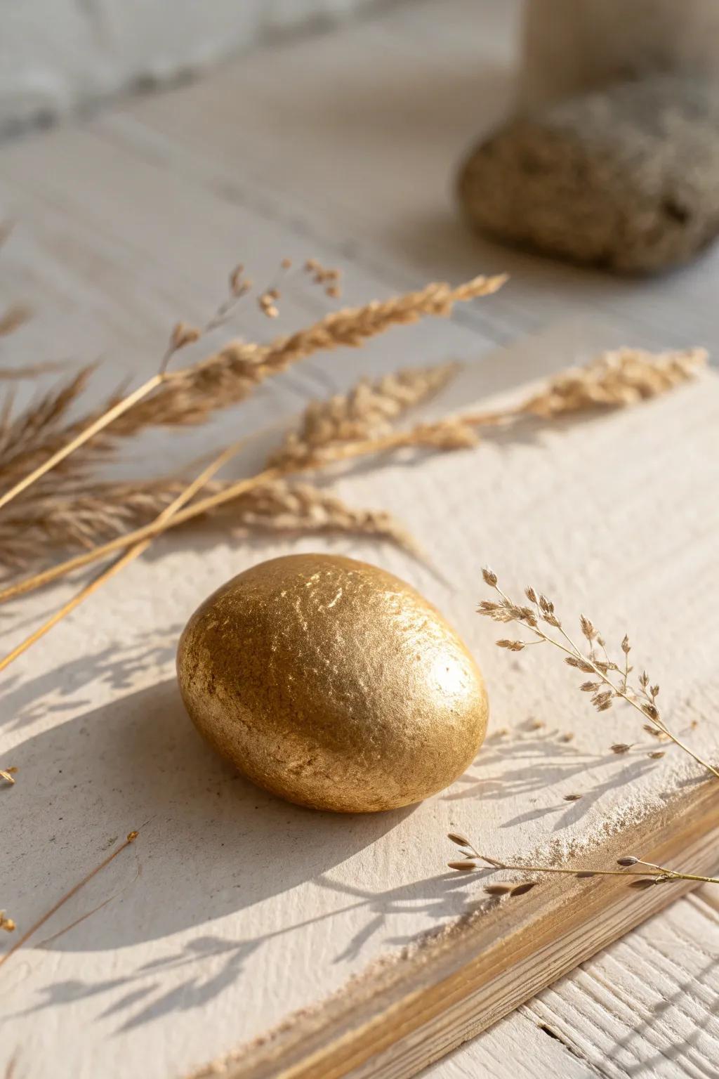 Transform ordinary stones into golden treasures for a touch of elegance in your garden.