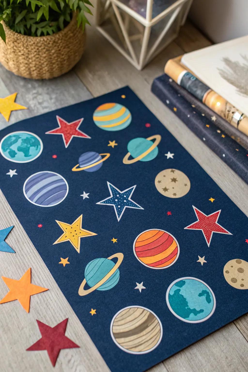 Cosmic stickers bringing the night sky indoors.