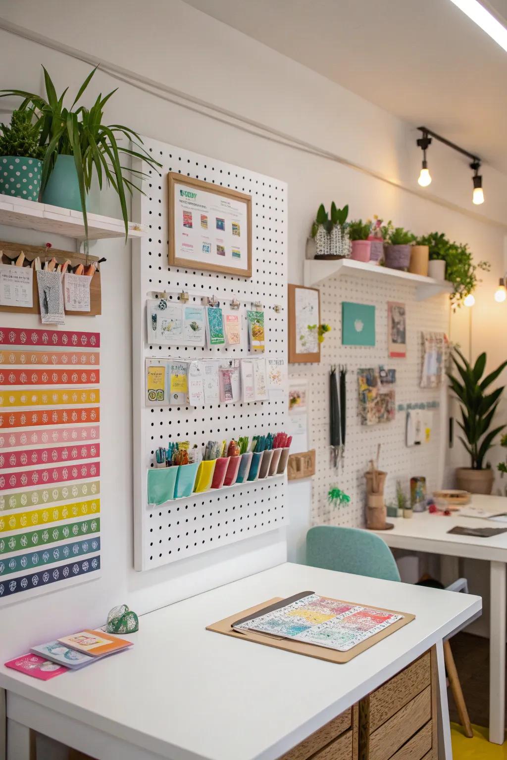 Pegboard used to organize and display bulletin board borders.