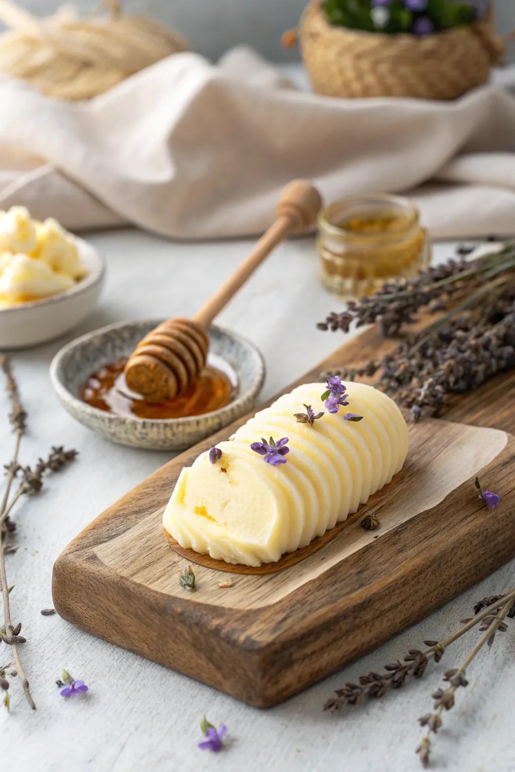 Experience the floral elegance of Lavender Honey Butter—where simplicity meets sophistication.