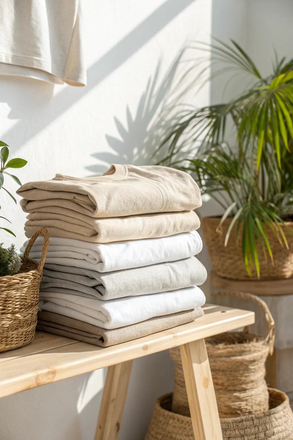 Transform your wardrobe with perfect stacking – where simplicity meets style in every fold.