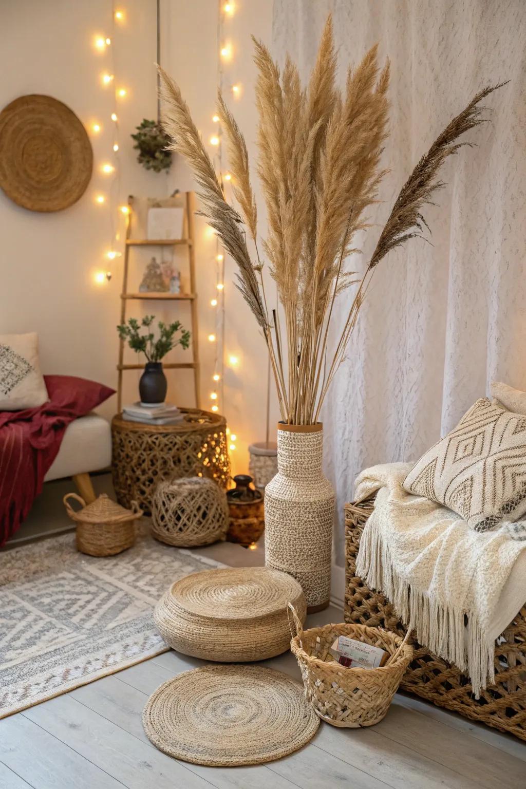 Pampas grass adds a whimsical touch to any decor.