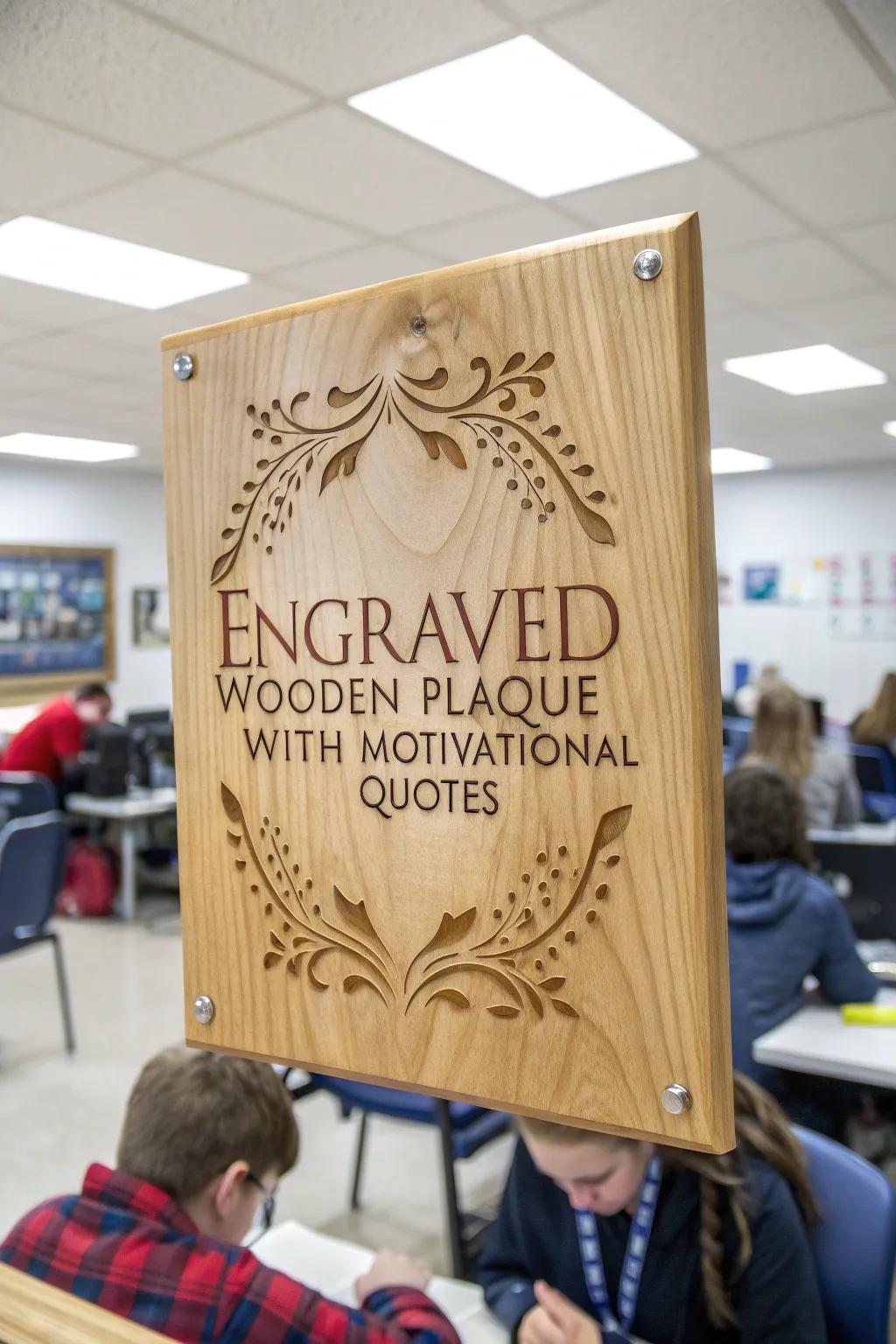 Inspiration etched in wood.