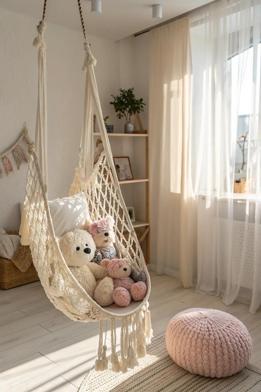 Add a touch of magic with a whimsical teddy hammock – a perfect blend of Scandinavian simplicity and boho charm!
