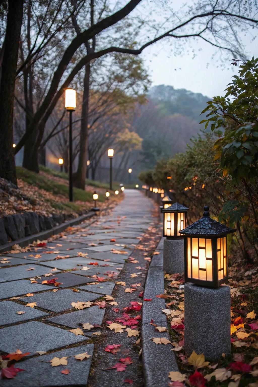 A glowing path to welcome Thanksgiving guests.