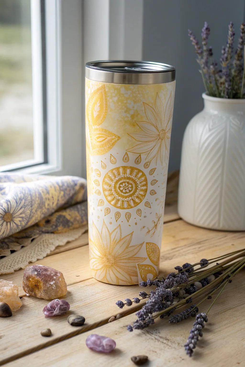 Sunflower Delight: Elevate your drinkware with a touch of sunshine and minimalist elegance.