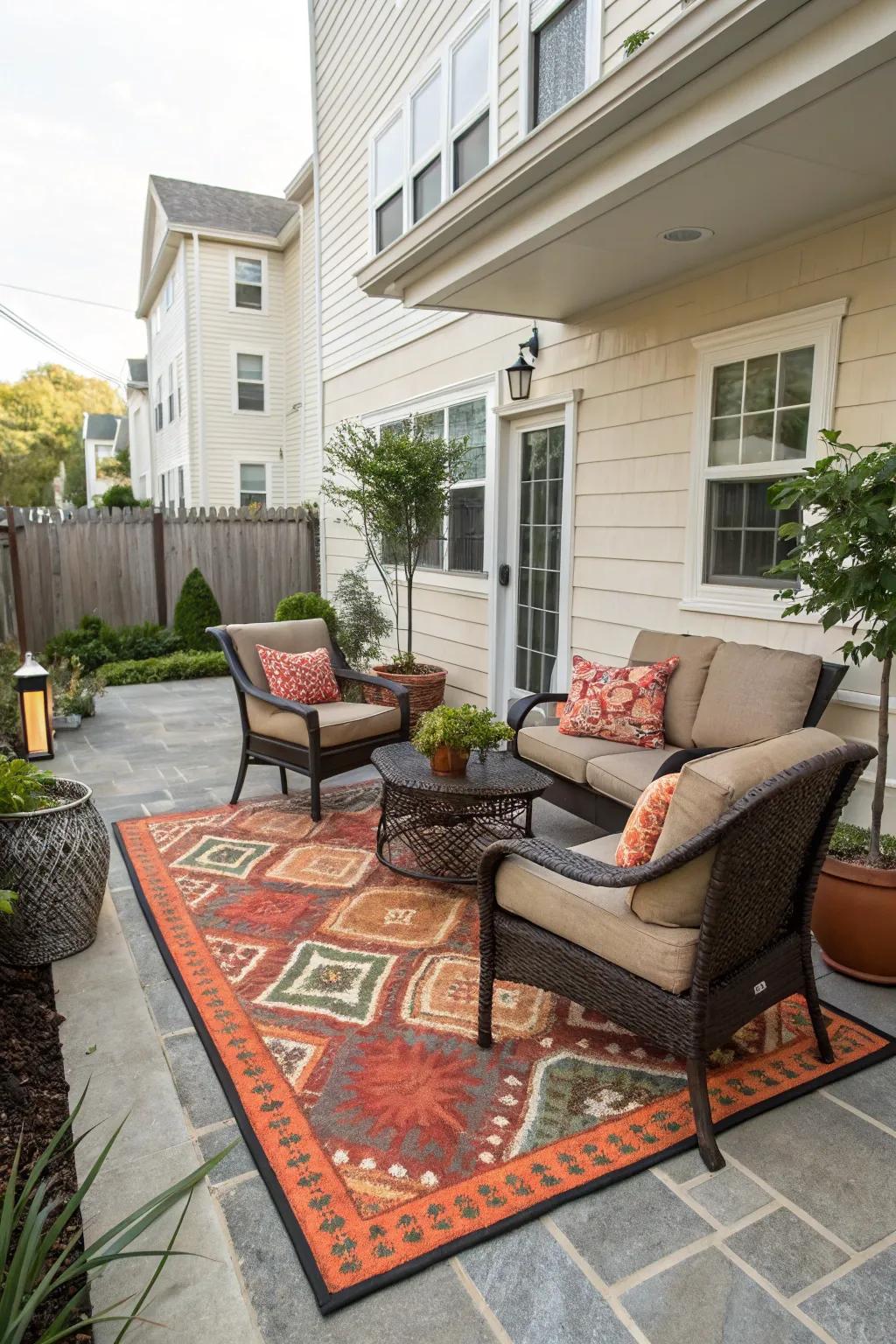 Outdoor rugs define spaces and add style.