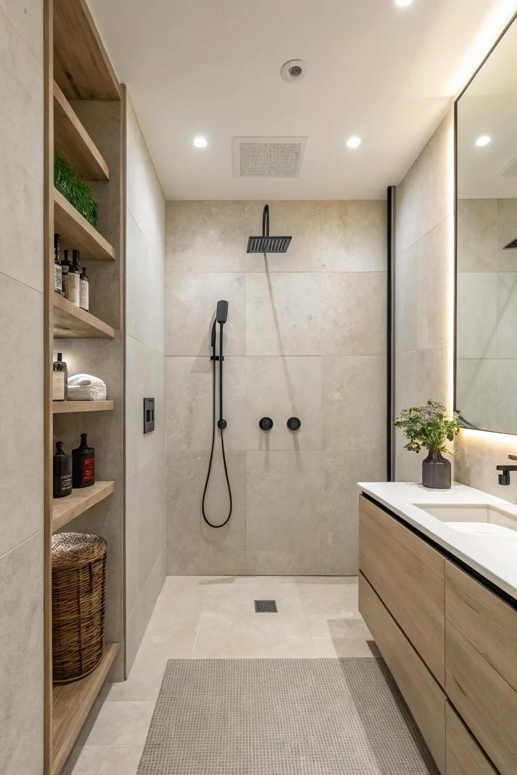 Achieve serenity with a minimalist shower design.