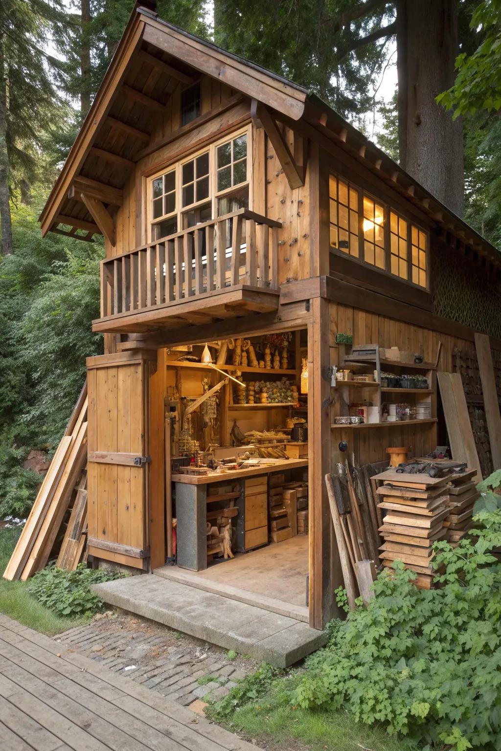 Elevate your DIY projects with this two-story workshop wonder.