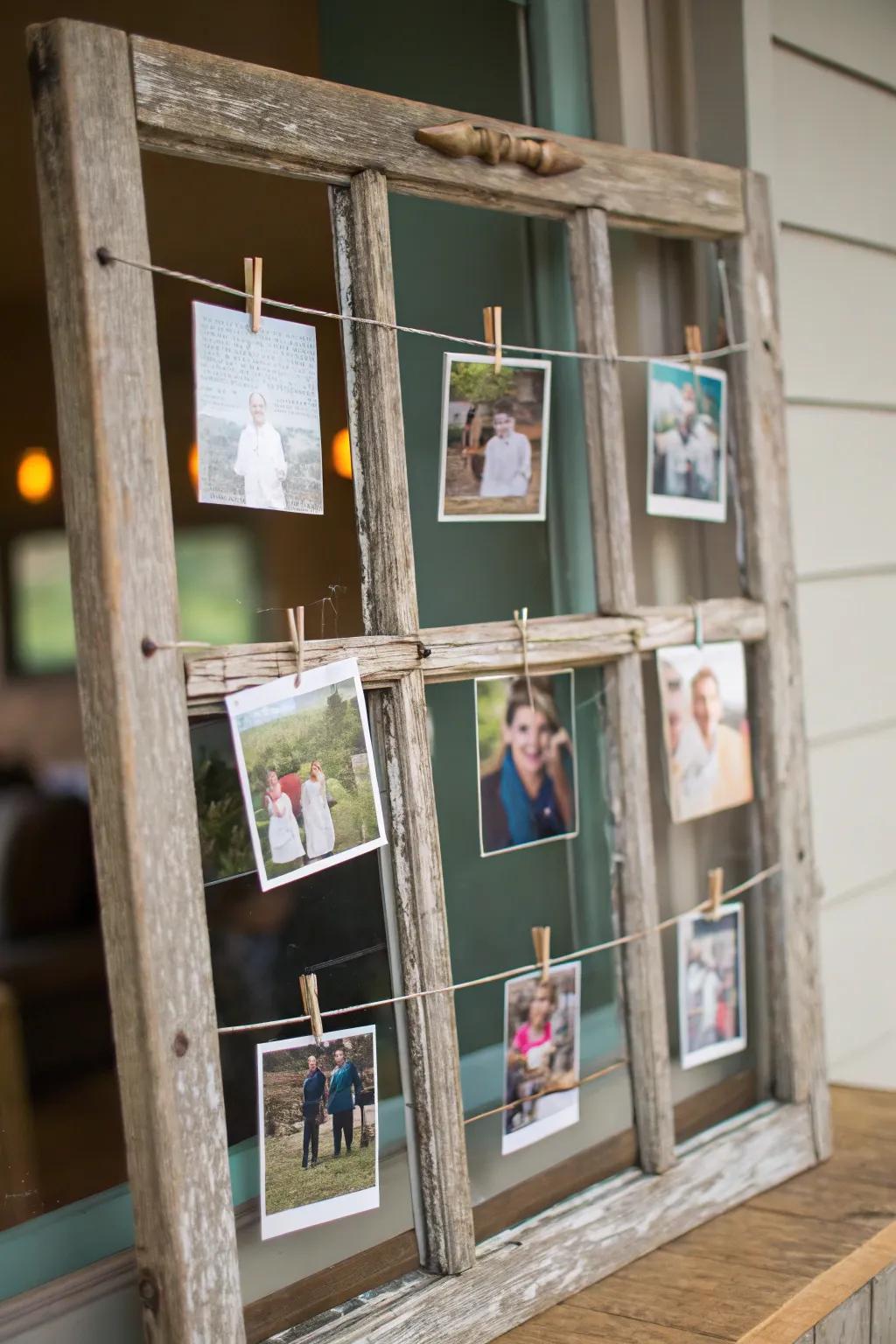 Showcase memories with a window frame photo display.