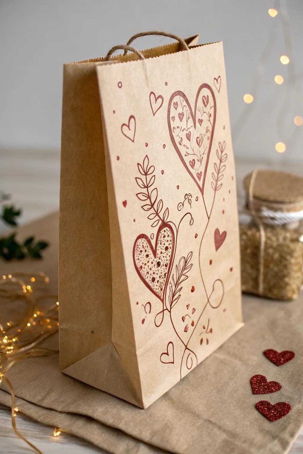 Embrace the charm of simplicity this Valentine's Day with a hand-decorated paper bag mailbox. 💌✨ #MinimalistValentine