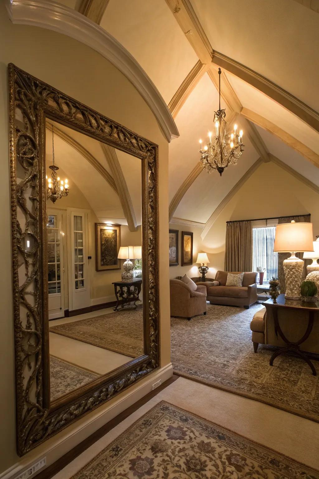 Mirrors enhance light and open up the room with elegance.