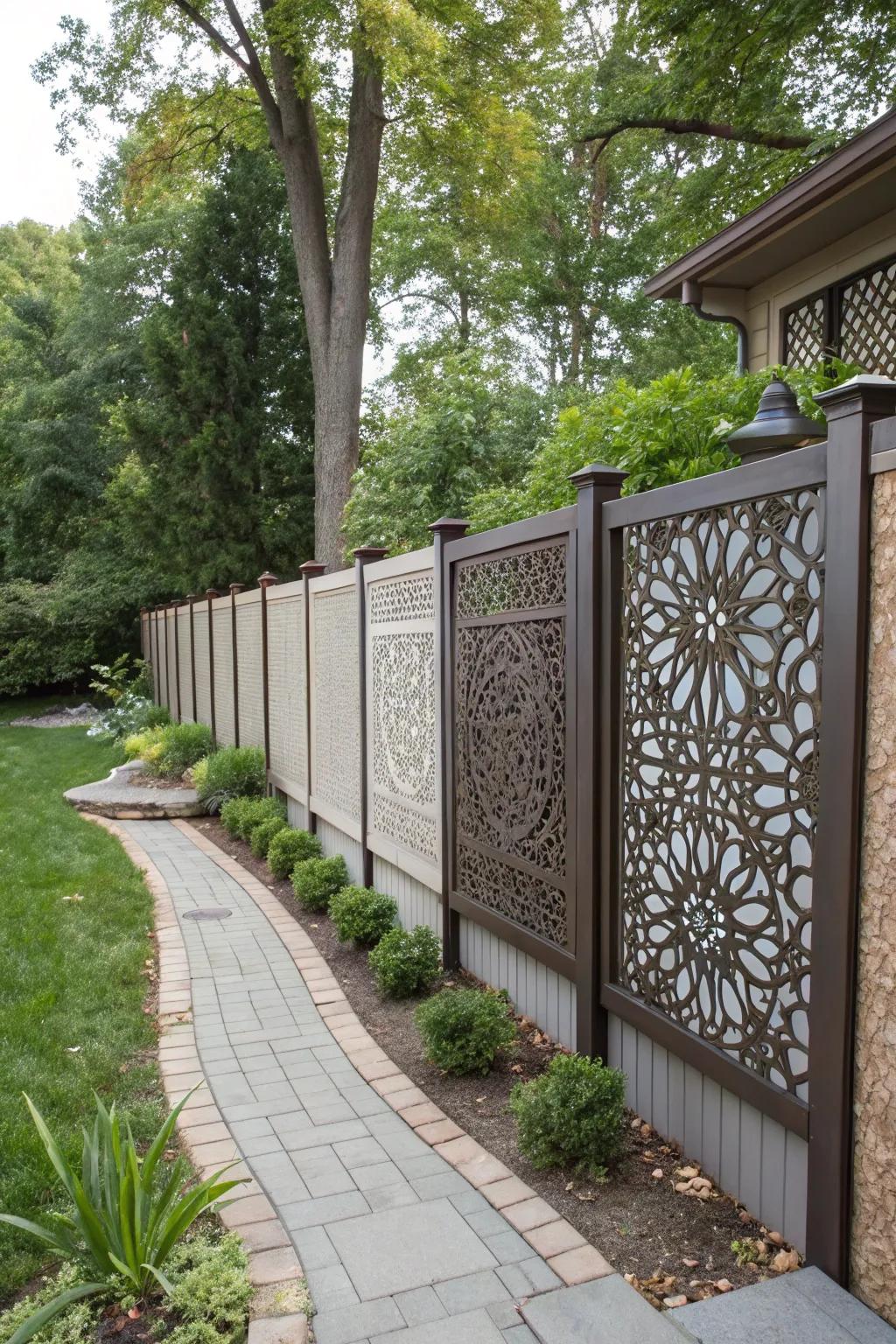 Decorative panels making a bold statement on the fence.