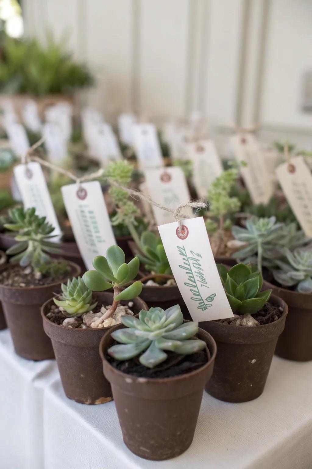 Eco-friendly wedding favors that symbolize growth and new beginnings