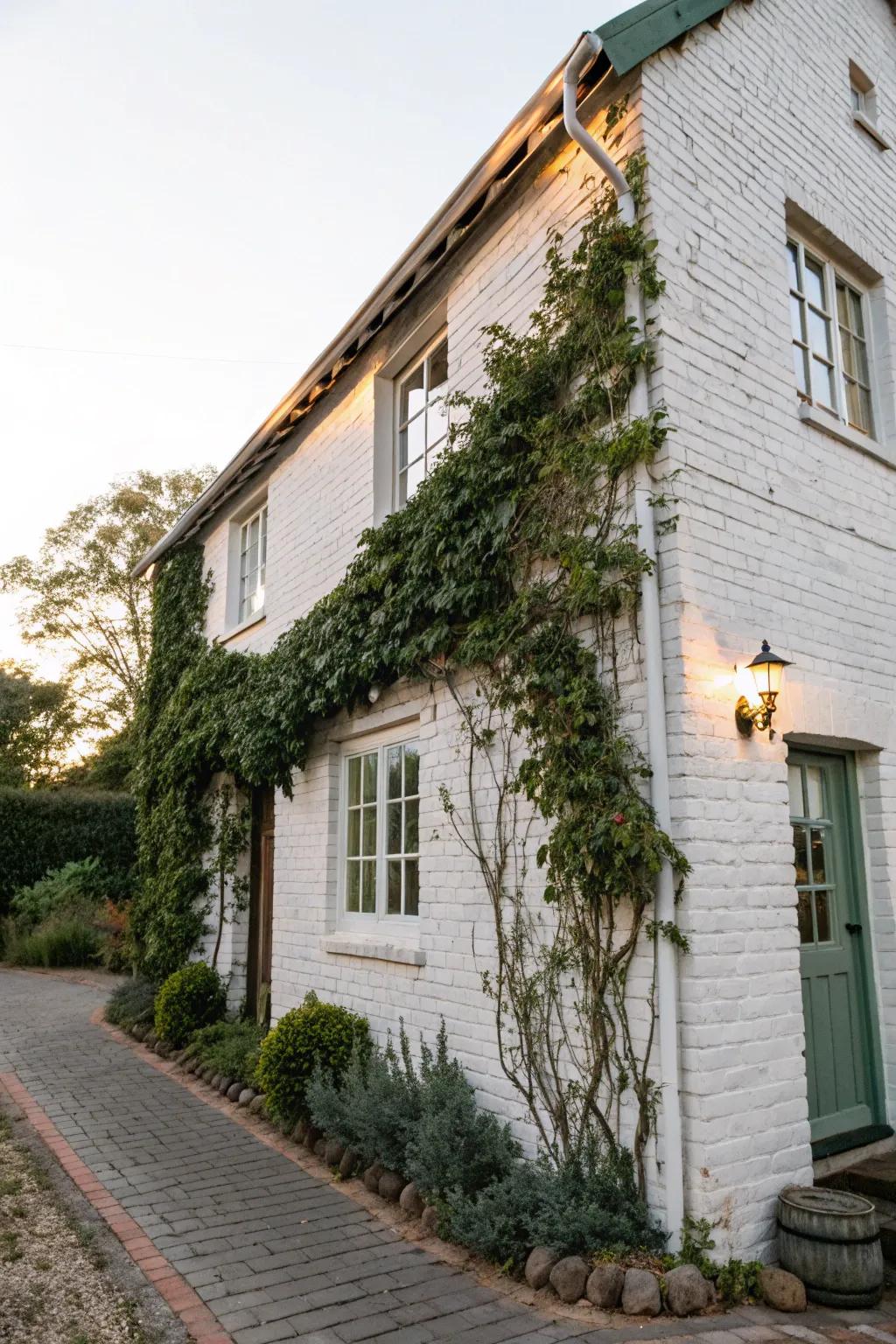 Cottage charm with ivy-covered brick