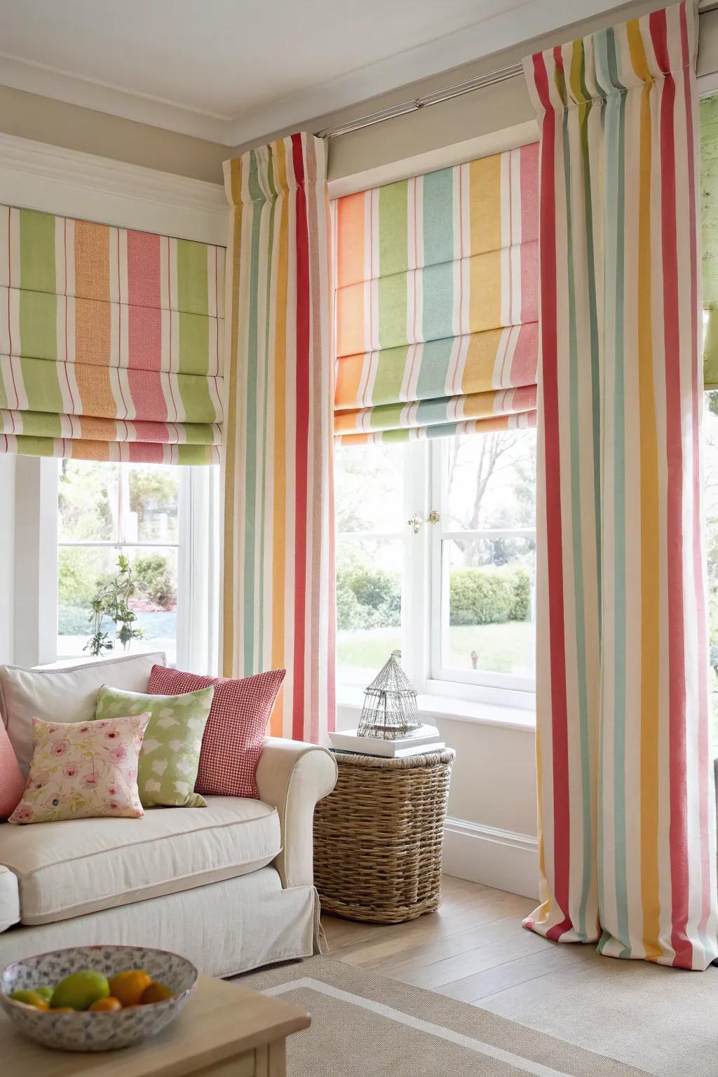 Striped valances adding elegance