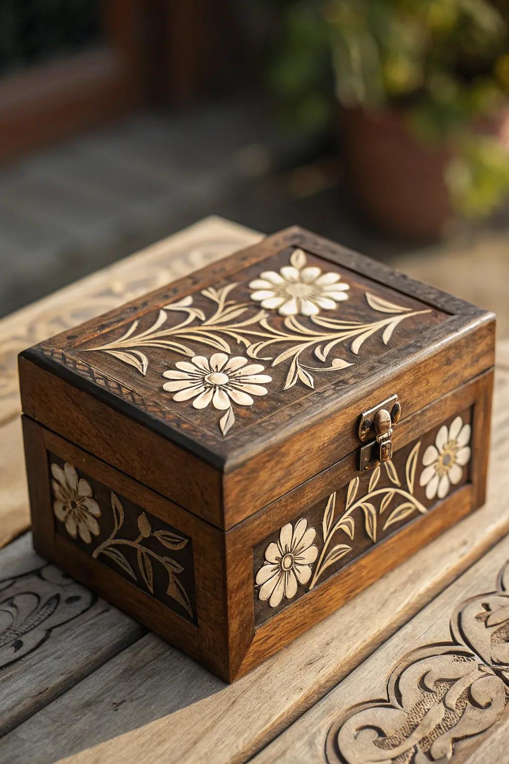 Elegance in Craft: A Masterfully Burned Wooden Jewelry Box