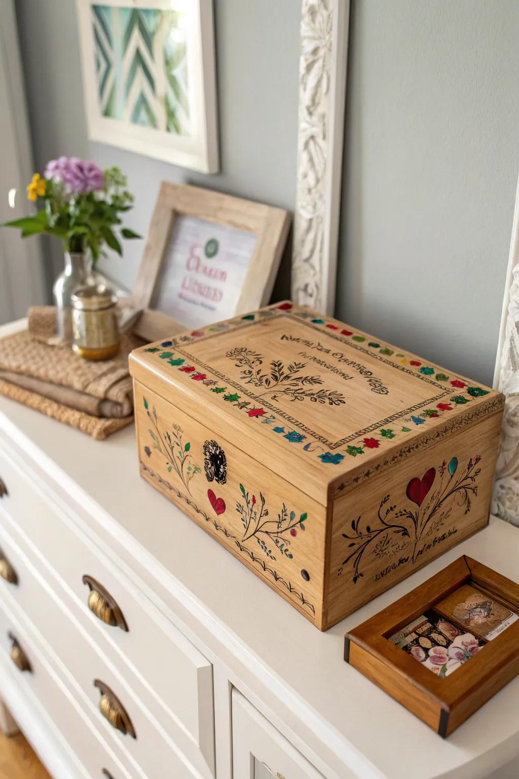 A keepsake box, beautifully personalized for cherished memories.