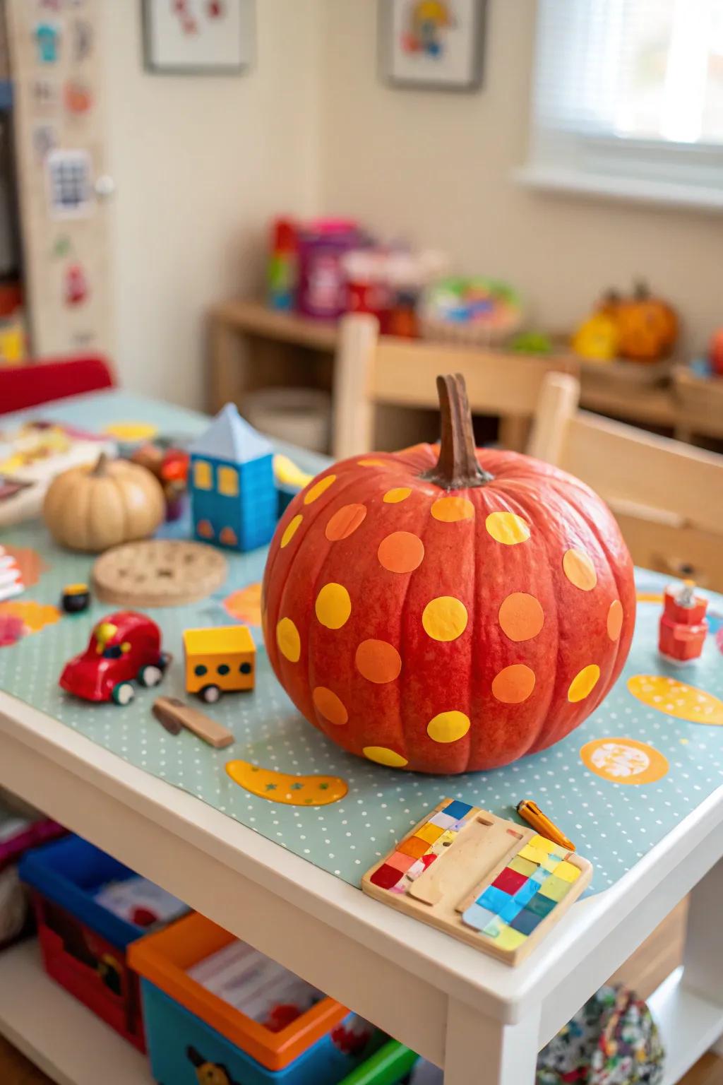 Whimsical polka dots bring playful charm to your fall decor.