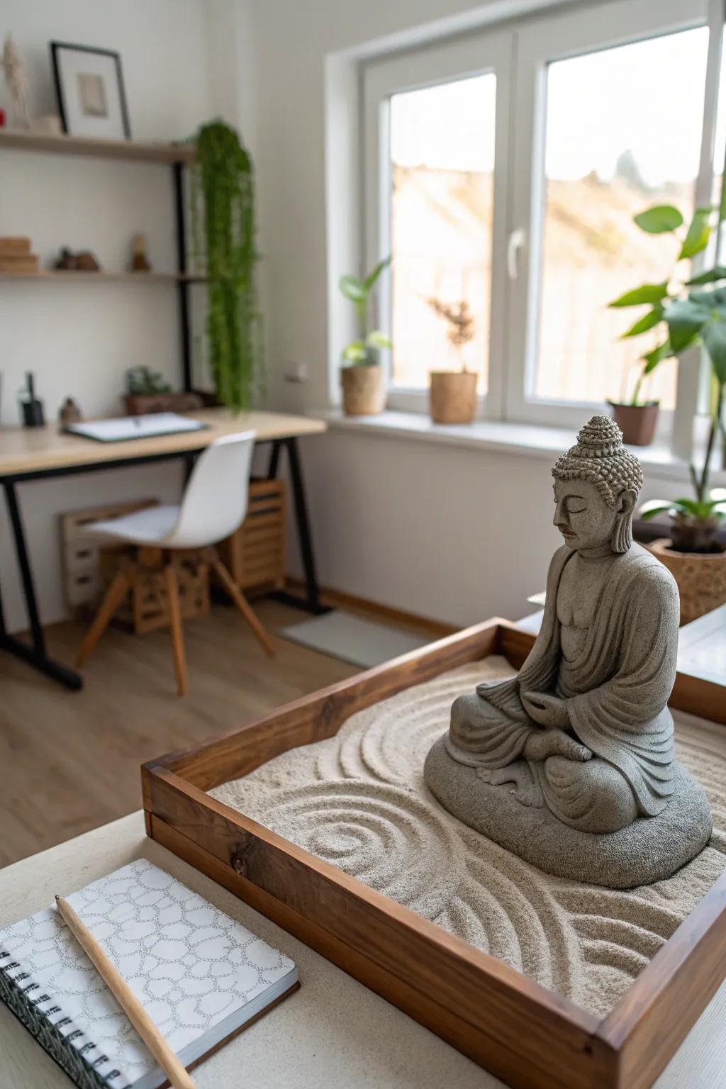 Mindful decor can inspire and center your workspace.