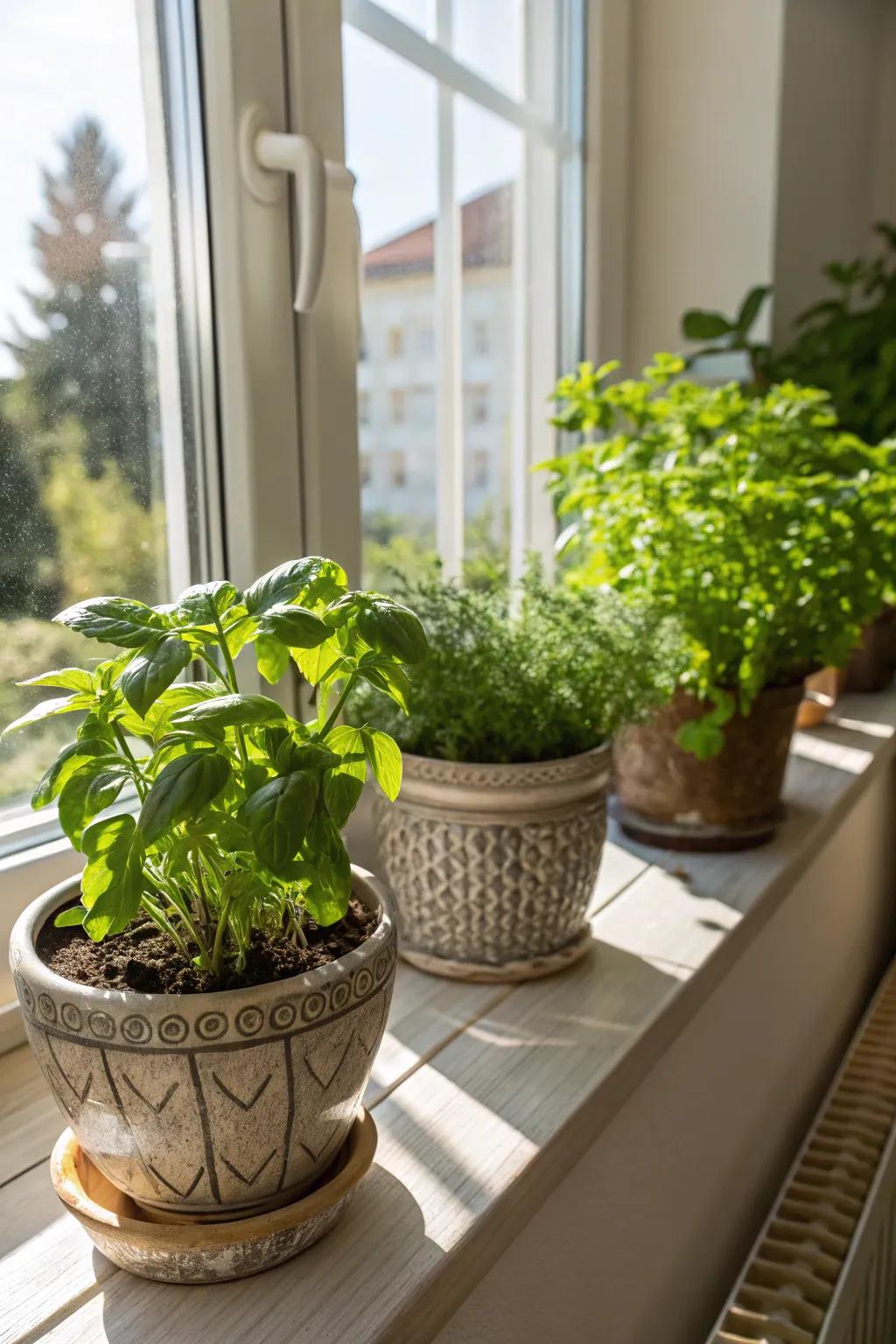 Succulent and herb gardens bring a touch of nature indoors.