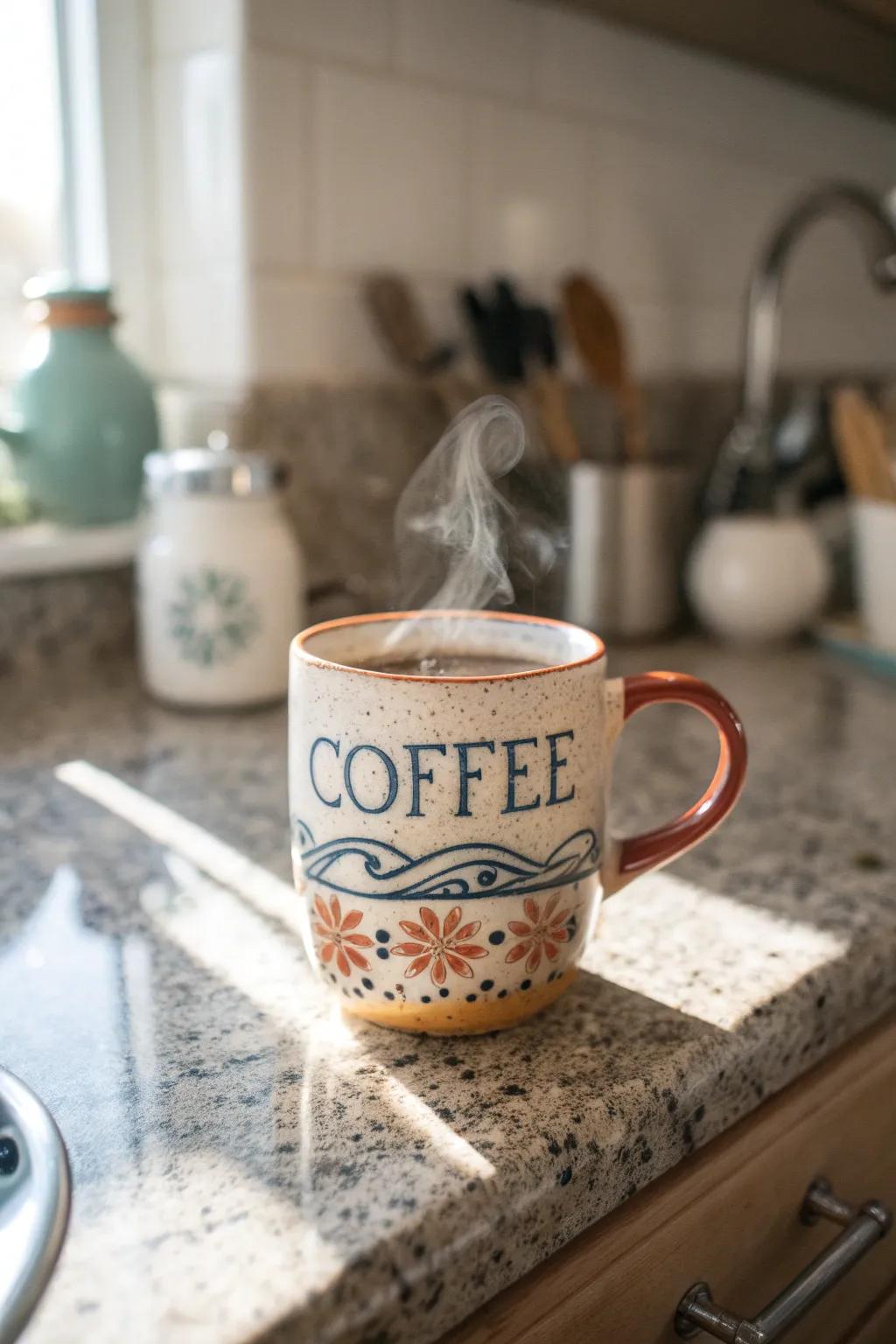 Sip your love story with a hand-painted mug.