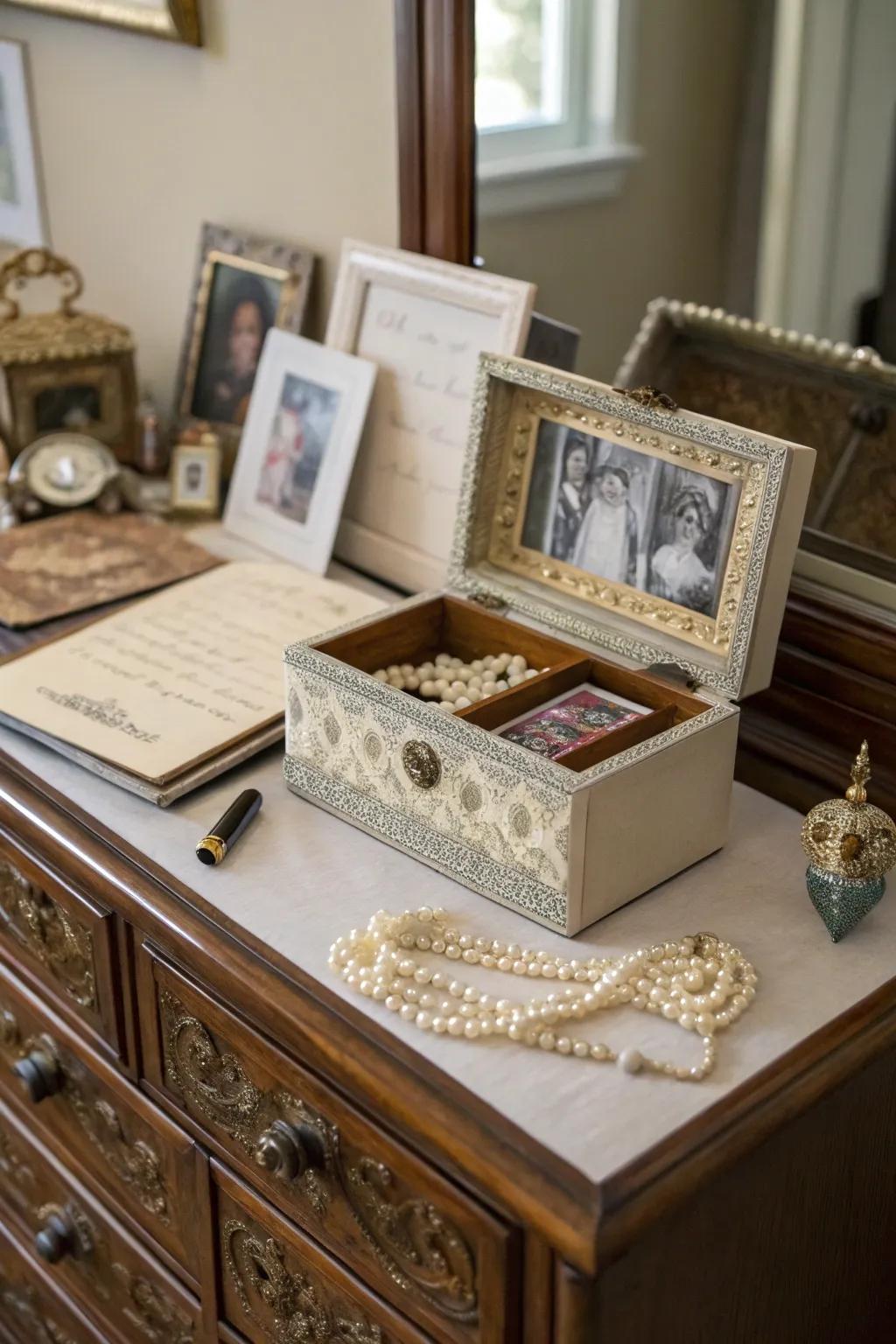 Store precious memories in a personalized keepsake box.